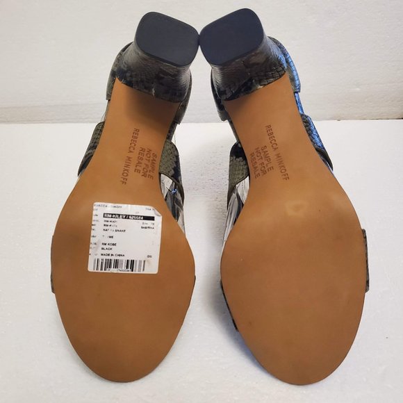 Rebecca Minkoff Kiley Nappa Snake Sabrina Sandals Shoes in Black/Thyme - 7B - Picture 8 of 16